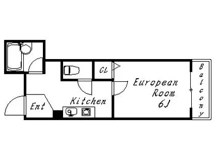 ディアコート神戸(1K/3階)の間取り写真