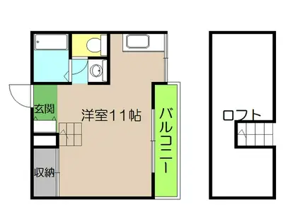 サラーレ新町(ワンルーム/3階)の間取り写真