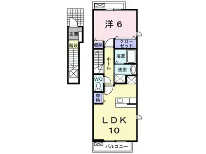メゾンシャルマン(1LDK/2階)の間取り写真
