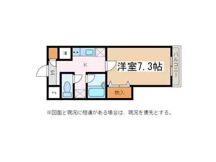 マンションウィステリア(1K/3階)の間取り写真