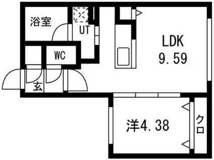 FLAN麻生(1LDK/4階)の間取り写真