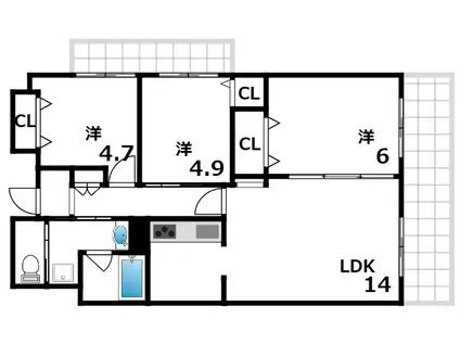 摩耶コート壱番館(3LDK/6階)の間取り写真
