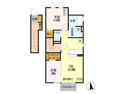 ディアーナ II(2DK/2階)の間取り写真