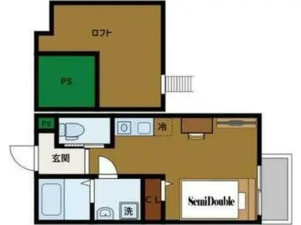 ヒルズ東雲A棟(ワンルーム/2階)の間取り写真