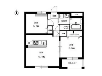 オイコス小呂(2LDK/3階)の間取り写真