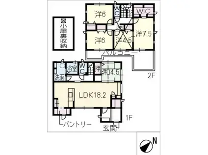 刈谷市今川町(5LDK/2階)の間取り写真