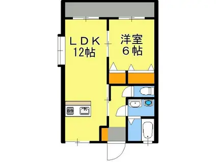 トレゾアII(1LDK/2階)の間取り写真