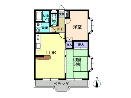 秋川グランドパレス(2LDK/3階)の間取り写真