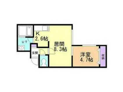 ル・ココティエ中の島(1LDK/4階)の間取り写真