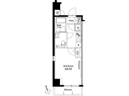 LEXE東京ノース(1K/9階)の間取り写真