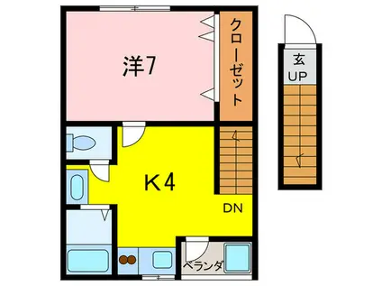 FRIEND NIGAWA イースト II(1K/2階)の間取り写真