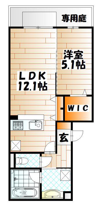 HABITAT YOSHINO(1LDK/1階)の間取り写真
