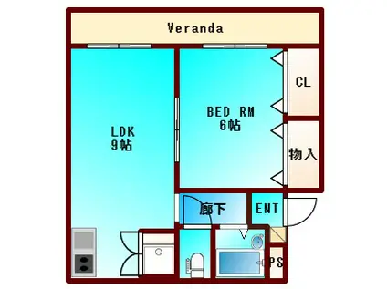 ロックバレー庄町(1LDK/3階)の間取り写真