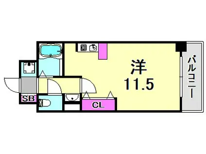 グランディア ミ・アモーレ六甲道(ワンルーム/6階)の間取り写真