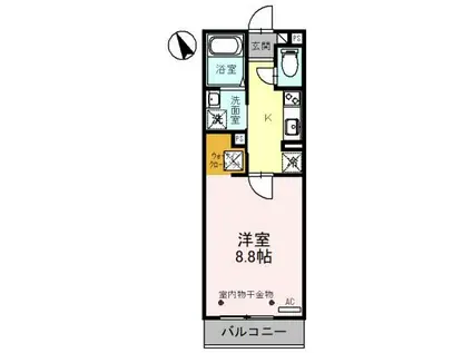 ハイエストヒル B棟(1K/1階)の間取り写真