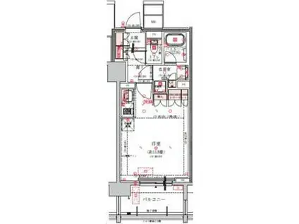 オープンレジデンシアTHE MID FORT(ワンルーム/11階)の間取り写真