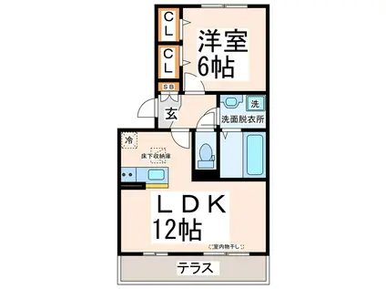 ライトプレーン(1LDK/1階)の間取り写真