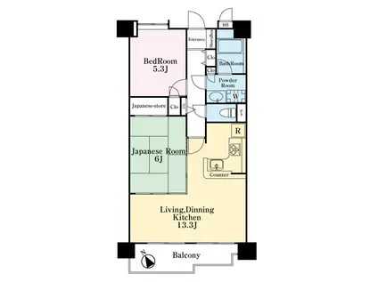 クレアール橋本(2LDK/2階)の間取り写真
