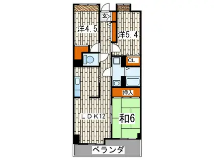 シャトル久里浜(3LDK/3階)の間取り写真