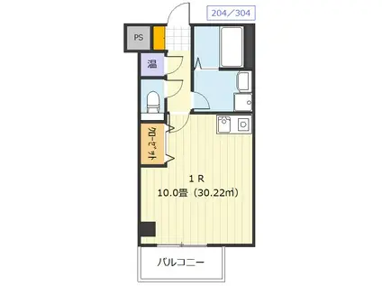 CIEL BLEU(ワンルーム/2階)の間取り写真