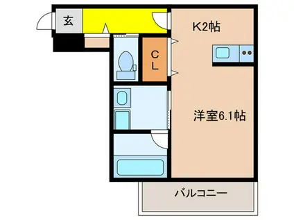 石橋3丁目(ワンルーム/2階)の間取り写真