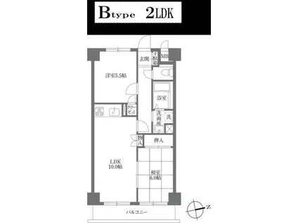KDXレジデンス鶴見(2LDK/4階)の間取り写真