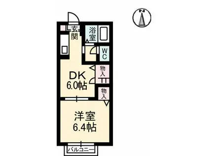 シャーメゾンエル(1DK/2階)の間取り写真