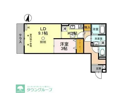 コリーヌヴェール日進(1LDK/1階)の間取り写真