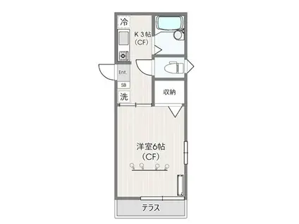 オーレスト(1K/1階)の間取り写真