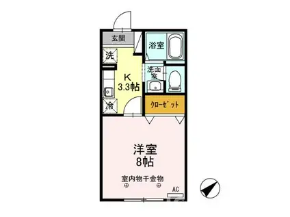 フィルコート新町(1K/2階)の間取り写真