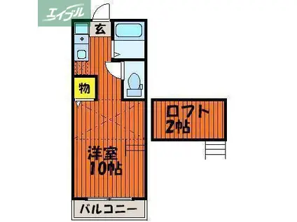 クレアトゥール164(1K/3階)の間取り写真