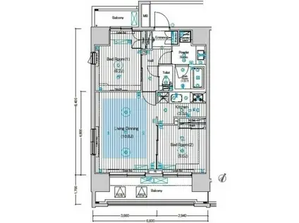 フュージョナル王子HY′S(2LDK/8階)の間取り写真