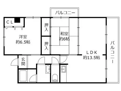 ロイヤルコーポヤス 野洲市小篠原(2LDK/2階)の間取り写真