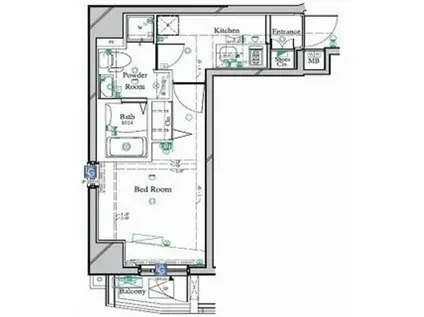ARTESSIMO LINK BE′RIS(1K/4階)の間取り写真