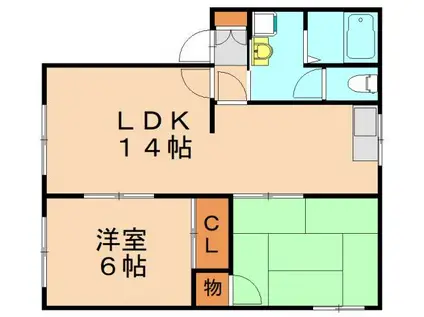 パークハイツ陣原(2LDK/2階)の間取り写真