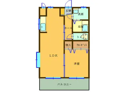 ロイヤルクレッセント(1LDK/1階)の間取り写真