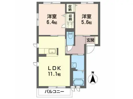 シャーメゾン藤(2LDK/1階)の間取り写真