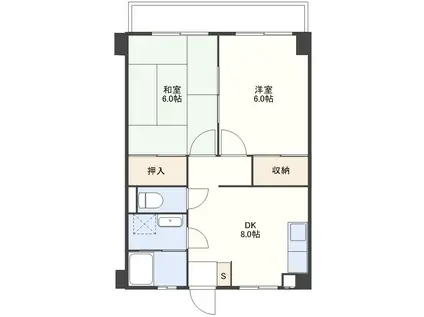 ハイツ中村I(2DK/2階)の間取り写真