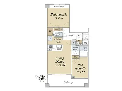 エクセレント光が丘(2LDK/3階)の間取り写真