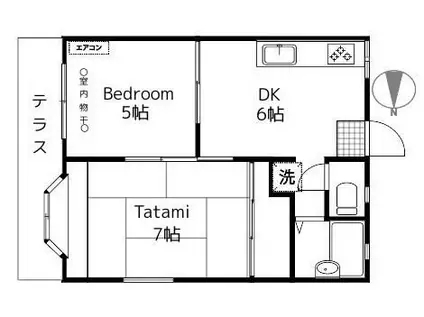 オーク芦花公園(2DK/1階)の間取り写真