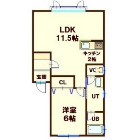 アッパーコースト追分(1LDK/1階)の間取り写真