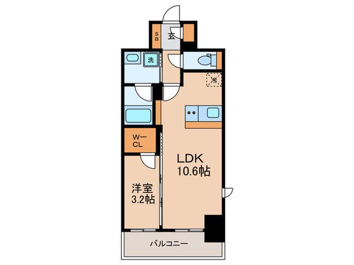 ラグゼナ用賀(1LDK/10階)の間取り写真