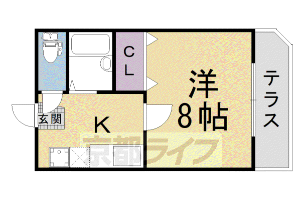 MORE六条(1K/1階)の間取り写真