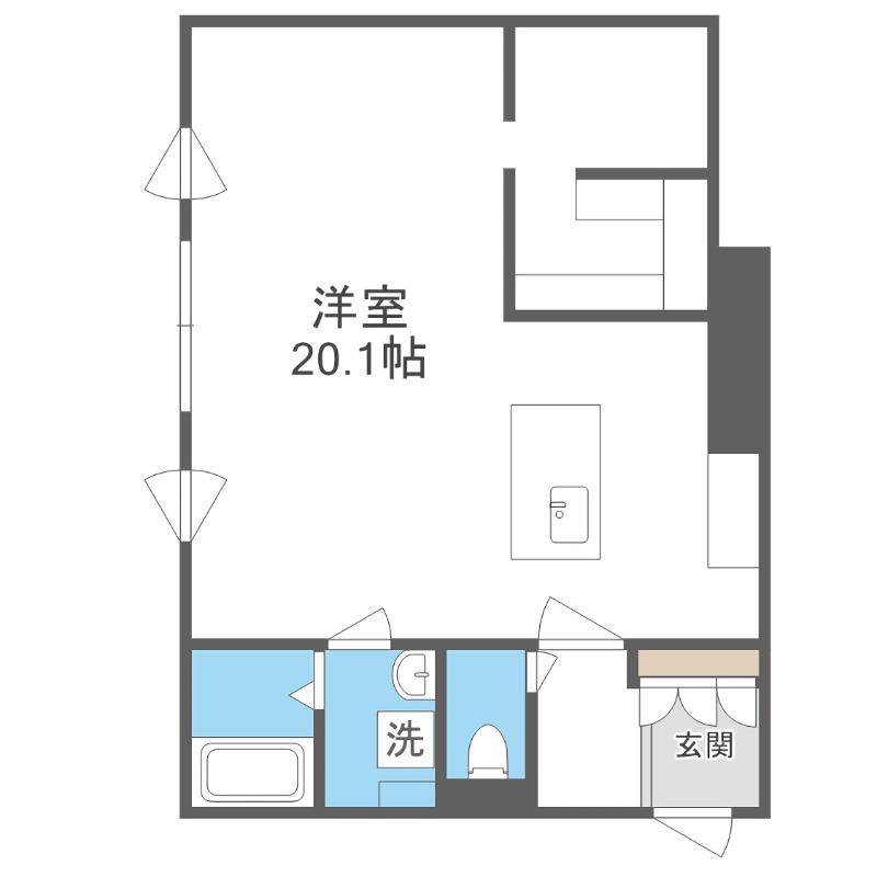 ピオネロ月寒(1LDK/2階)の間取り写真
