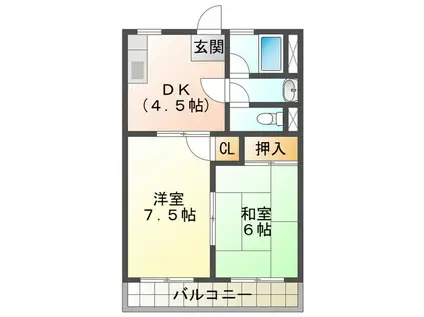 グローバルA(2DK/1階)の間取り写真