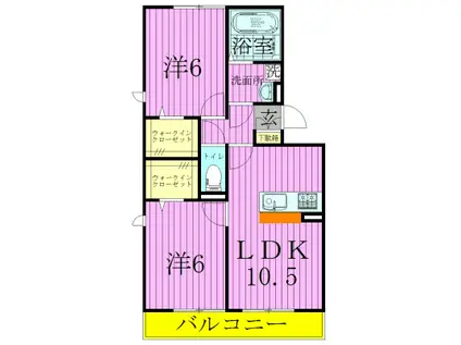 エミナンスIII(2LDK/1階)の間取り写真