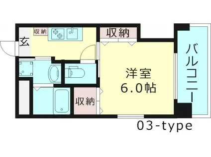 チェリーヒルズ(1K/6階)の間取り写真