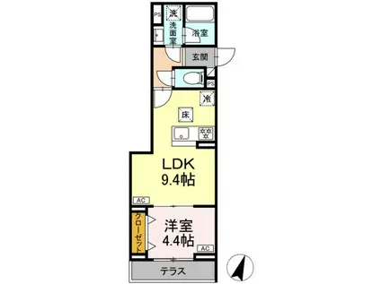 セレスティア中央 II(1LDK/1階)の間取り写真