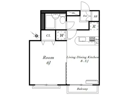 ローズガーデン1番館(1LDK/2階)の間取り写真