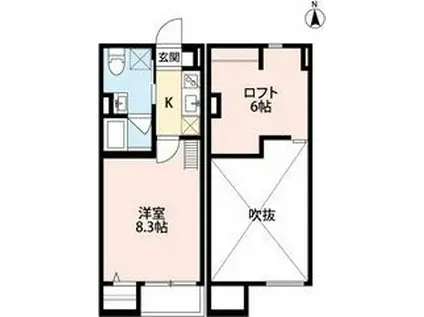 J立花東(1K/2階)の間取り写真